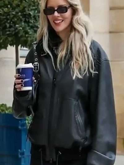 Samara Weaving Bomber Leather Jacket