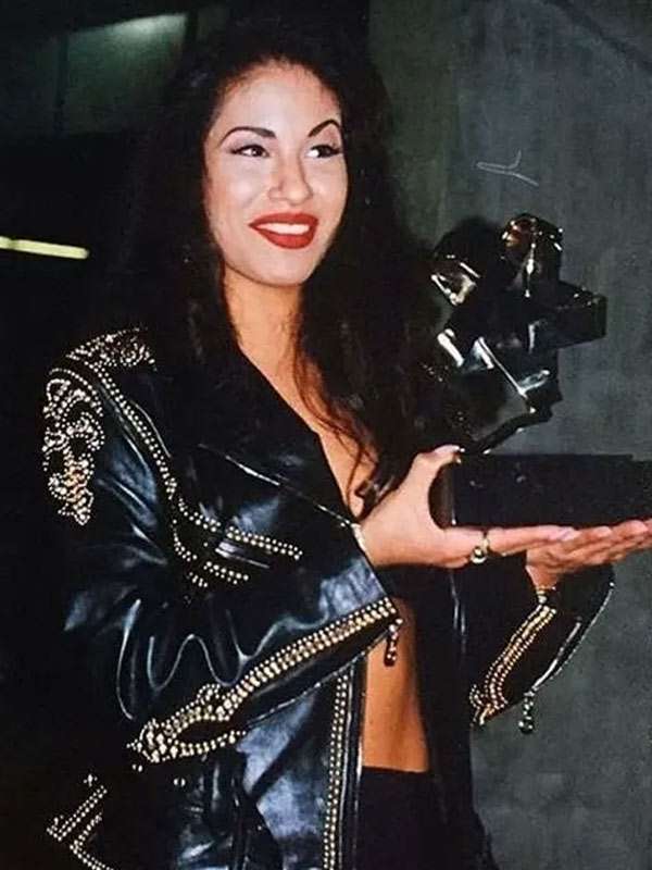 Selena Quintanilla Black Biker Vegan Studded Jacket