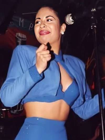 Singer Selena Quintanilla Blue Stage Cropped Jacket