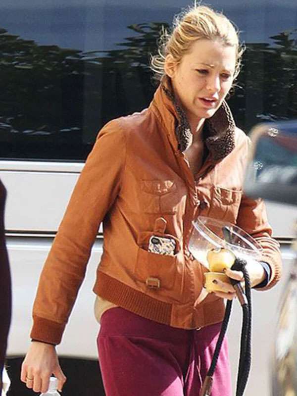 Serena van der Woodsen Gossip Girl Brown Leather Jacket