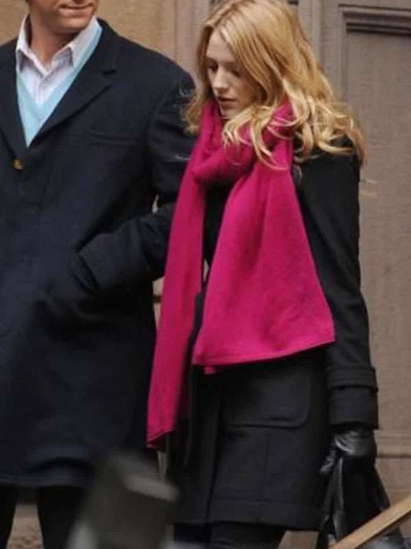 Serena Van Der Woodsen Gossip Girl Black Wool Coat