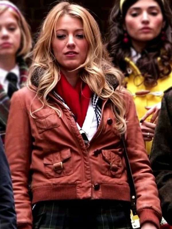 Serena van der Woodsen Gossip Girl Shearling Leather Jacket