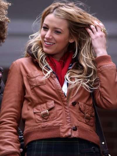 Gossip Girl Serena van der Woodsen Brown Leather Jacket
