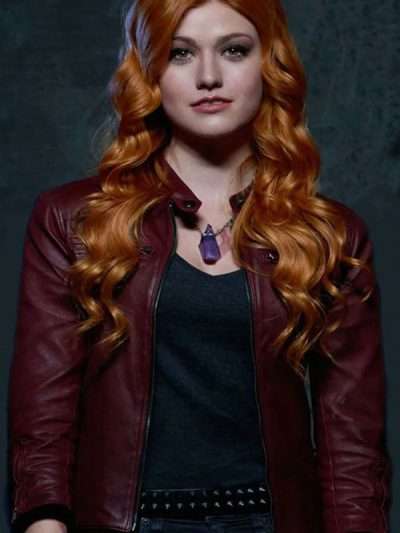 Buy Katherine McNamara Shadowhunters Maroon Leather Jacket