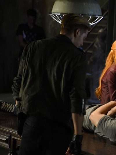 Shop Shadowhunters S02 Jace Wayland Green Biker Leather Jacket