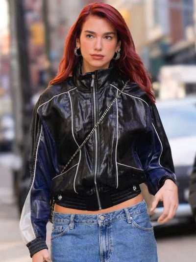 Singer Dua Lipa Black Bomber Leather Jacket