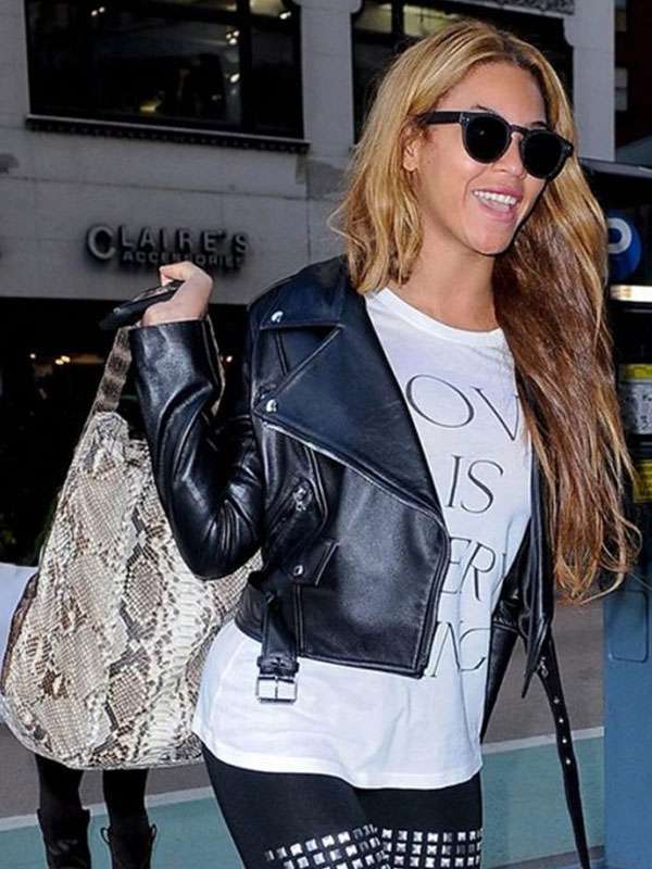 Street Style Beyonce Black Leather Jacket