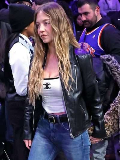 Shop NBA Game 2025 Sydney Sweeney Leather Jacket