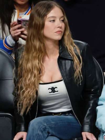 Sydney Sweeney NYC 2025 Black Leather Jacket