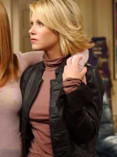 Friends S10 Amy Green Black Leather Jacket