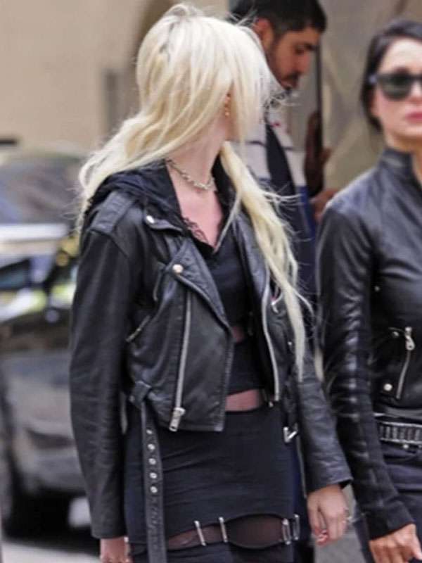 Gossip Girl Taylor Momsen Black Biker Leather Jacket