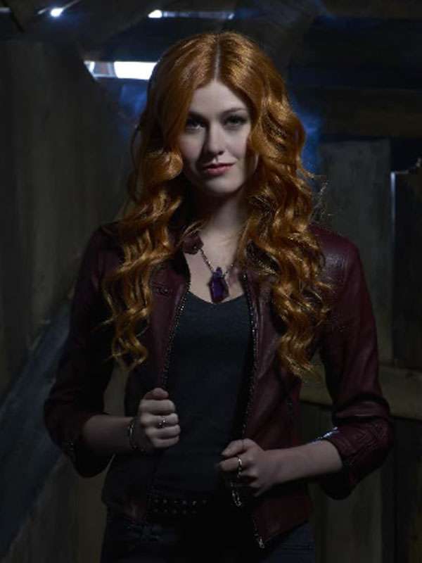 Katherine McNamara Shadowhunters Burgundy Leather Jacket - Image 3