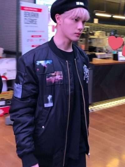 The Boyz Ju Hak Nyeon Black Satin Bomber Jacket