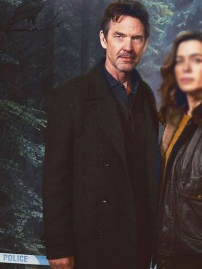 The Crow Girl 2025 Dougray Scott Black Wool Peacoat