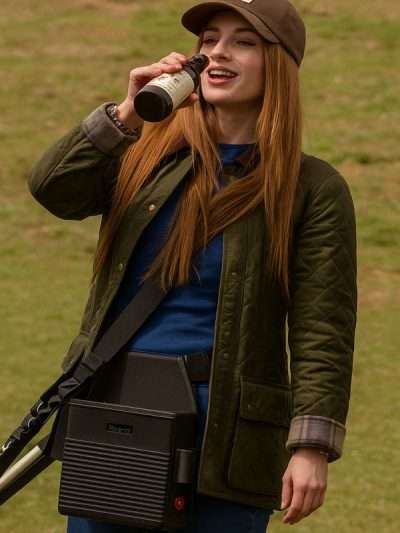 The Hunting Wives 2025 Jaime Ray Newman Green Quilted Jacket