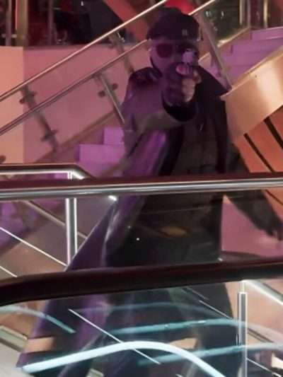 The Running Man 2025 Evan McCone Black Leather Trench Coat