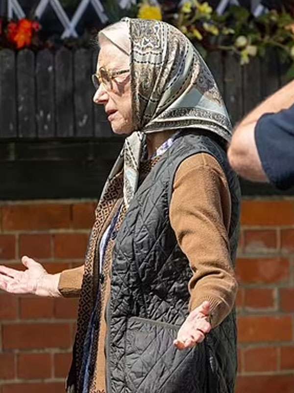 The Thursday Murder Club 2025 Helen Mirren Grey Quilted Vest