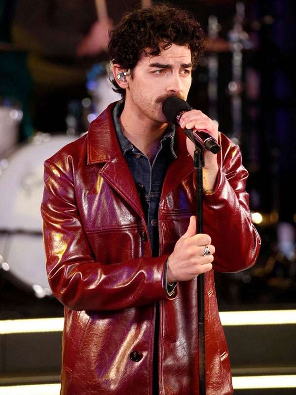 Joe Jonas New Year Eve Celebration Maroon Leather Jacket