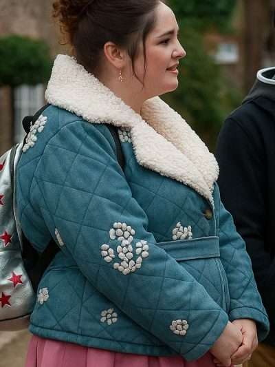 Too Much 2025 Megan Stalter Shearling Blue Jacket