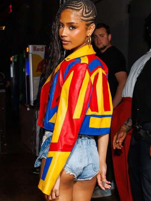 Singer Tyla Berlin 2025 Multicolor Leather Jacket