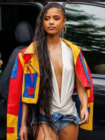 Tyla Berlin 2025 Multicolor Leather Jacket