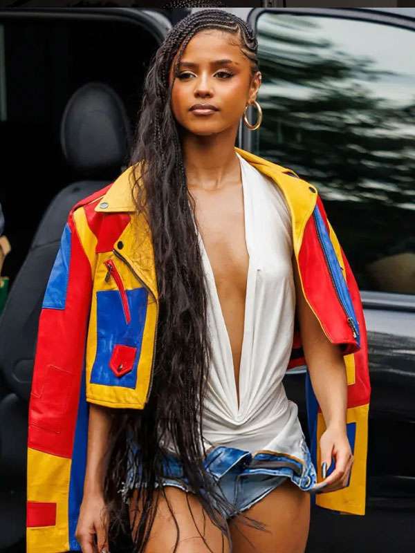 Tyla Berlin 2025 Multicolor Leather Jacket