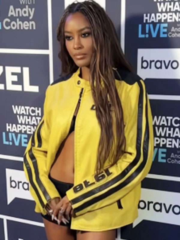 WWHL Ciara Miller Yellow Moto Leather Jacket