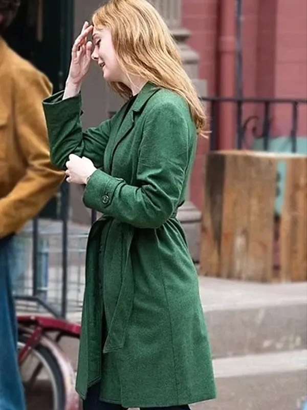 Elle Fanning A Complete Unknown Green Trench Coat