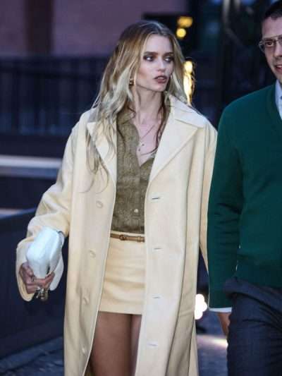Abbey Lee Gucci Cruise 2025 Leather Coat