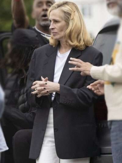 After the Hunt 2025 Julia Roberts Black Coat