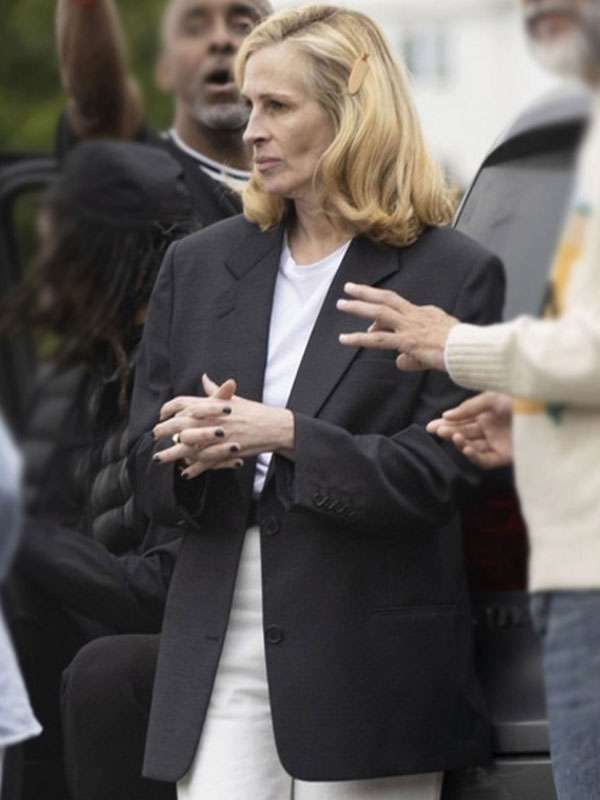 After the Hunt 2025 Julia Roberts Black Coat