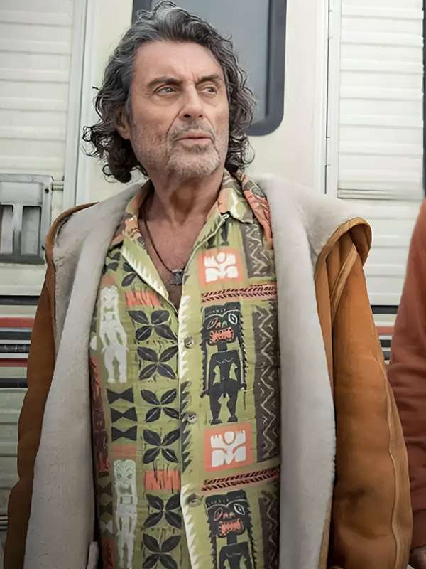 American Gods Ian McShane Brown Suede Leather Jacket