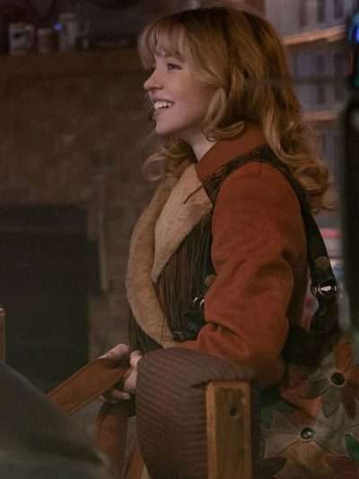 Americana 2025 Sydney Sweeney Brown Suede Leather Coat