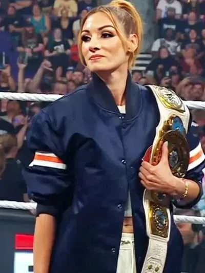 Wrestler Becky Lynch Chicago Bears Blue Bomber Jacket