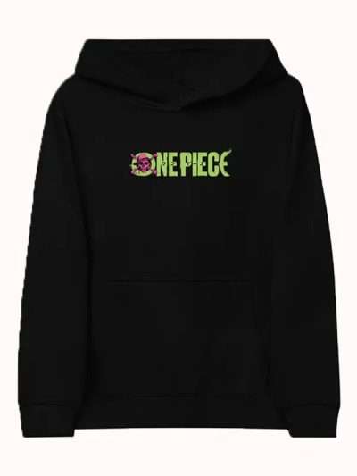 Black One Piece Printed Hoodie
