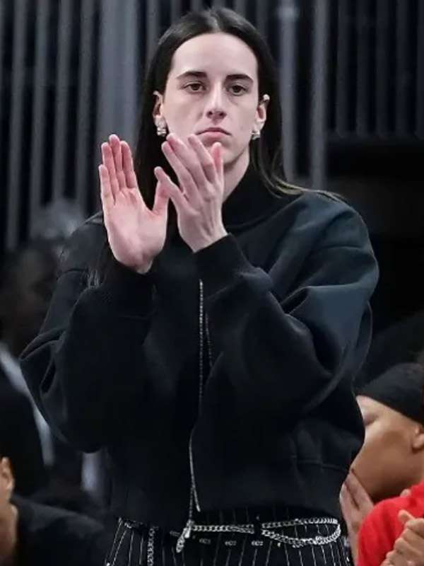 Caitlin Clark Indiana Fever 2025 Gainbridge Fieldhouse Black Bomber Jacket