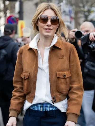 Camille Rowe Brown Suede Leather Jacket