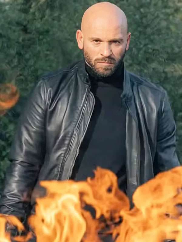 Franck Gastambide Carjackers 2025 Black Leather Jacket