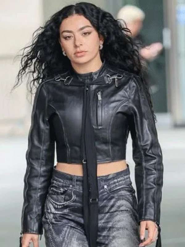 Charli XCX Cropped Leather Jacket