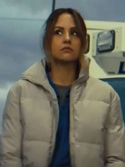 Movie Code 3 Aimee Carrero Grey Puffer Jacket