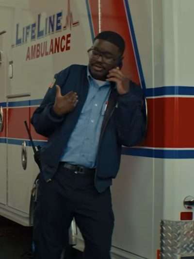 Lil Rel Howery Code 3 Blue Bomber Jacket
