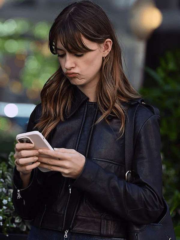 Daisy Edgar-Jones Cropped Leather Jacket
