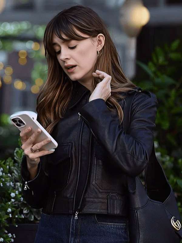 Daisy Edgar-Jones Black Leather Jacket
