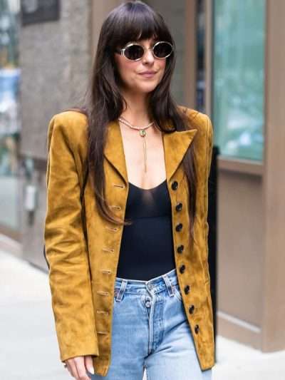 Dakota Johnson NYC 2025 Mustard Jacket