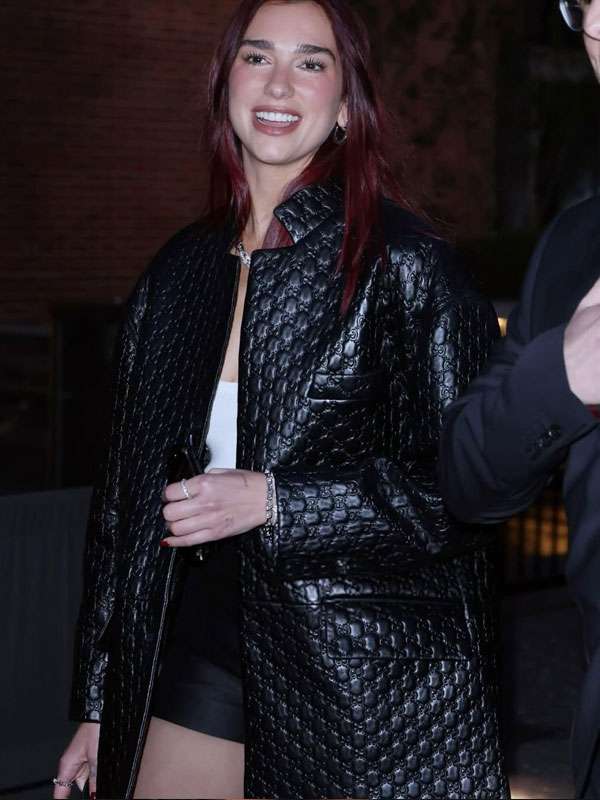 Dua Lipa 2025 Quilted Black Leather Jacket