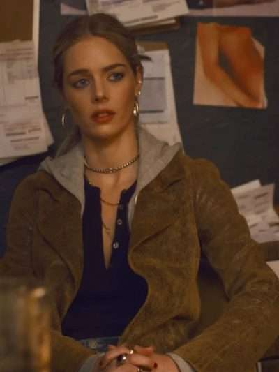 Samara Weaving Eenie Meanie Brown Leather Coat