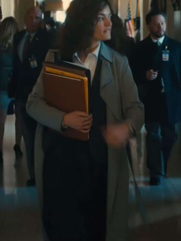 Ella McCay Emma Mackey Grey Trench Coat