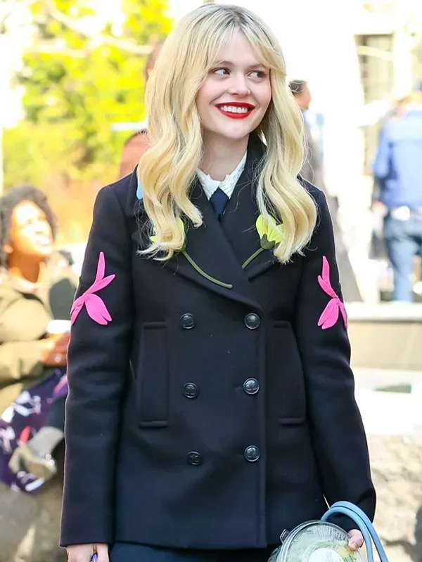 Emily Alyn Lind Gossip Girl S02 Black Peacoat