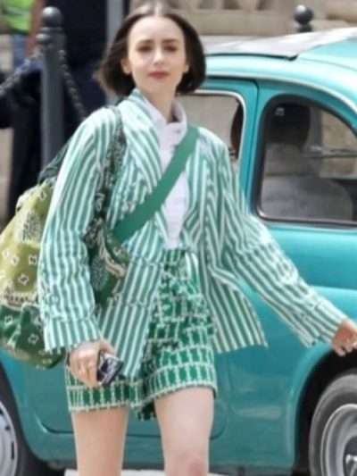 TV Series Emily in Paris S05 Lily Collins Green Stripe Blazer