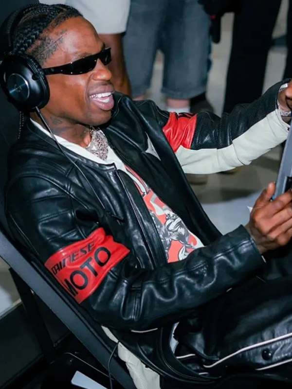 Travis Scott F1 Miami Leather Jacket